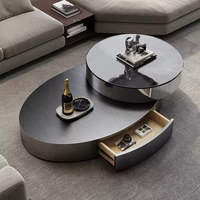 Table basse portable moderne à l'italienne pour bureau à domicile Mobilier de maison écologique en verre ovale en acier inoxydable haut de gamme