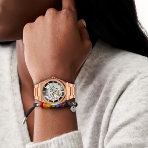 Montres mécaniques de luxe pour hommes avec logo personnalisé ODM, or rose, squelette, automatique avec <span class=keywords><strong>Seiko</strong></span> NH70 - Product Image 6