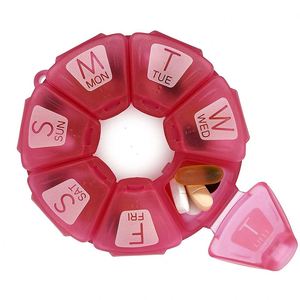Portable Daily Vitamin & Pill Storage Box Logo Printed BPA Free Plastic Medicine Organizer <b>7</b> Day Round Floral Home Pharmacy - Product Image 1
