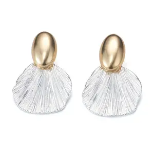 New Arrival Fashion Jewelry Retro Vintage Personalized Advanced Metal Leaf Geometric Pendant Earrings for women