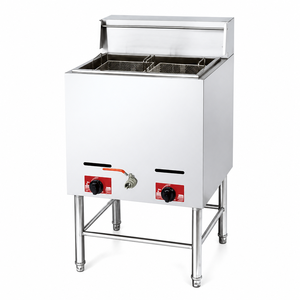 Commercial Floor Standing Single Tank Double <b>Basket</b> Gas Deep Fryer LPG 14L+14L for Fried Chicken French Fries Restaurant - Product Image 1