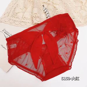 Mutandine a triangolo con fiocco di pizzo <span class=keywords><strong>rosso</strong></span> Sexy da <span class=keywords><strong>donna</strong></span> mutandine trasparenti biancheria intima trasparente puro desiderio perizoma - Product Image 5