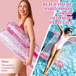 Flotador de Piscina de Malla de PVC con Brillo Rosa, Hamaca Inflable para Agua - Product Image 5