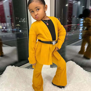 कस्टम कपड़े के लिए निर्माता कार्दिगयन कोट पैंट लड़कियों के कपड़े सेट अपने लोगो मुद्रित ठोस बच्चों के कपड़ों को तैयार करते हैं - Product Image 6