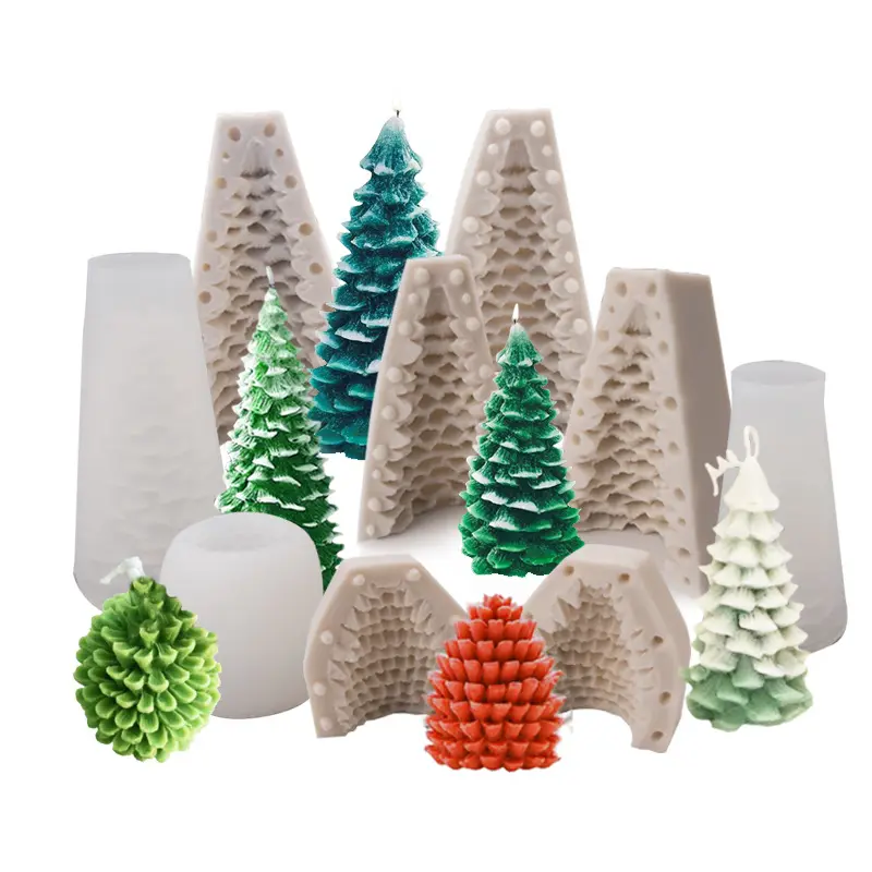 Molde de silicona de alta calidad para hornear pasteles, cono de pino, árbol de Navidad, para fabricación de velas
