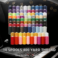Lot de 10 bobines de fil à coudre 100 % polyester, 400 yards chacune, pour travaux d'aiguille, portable et tendance