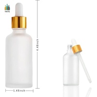Usine exportation directe haut de gamme opaque givré anti-fuite sérum huiles à barbe 50ml flacons compte-gouttes en verre
