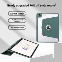 Nouvelle coque de protection rotative en cuir et acrylique pour iPad 10 Air 5/4 10,9 Pro 11 pouces avec emplacement pour stylet et support rotatif multifonctionnel