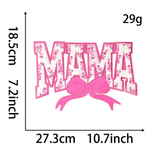 Patch brodé en chenille à sequins <span class=keywords><strong>MAMA</strong></span> pour la Fête des Mères, grand modèle 28 cm, appliqué <span class=keywords><strong>MAMA</strong></span> avec nœud, design brodé grande taille pour sweats à capuche - Product Image 3