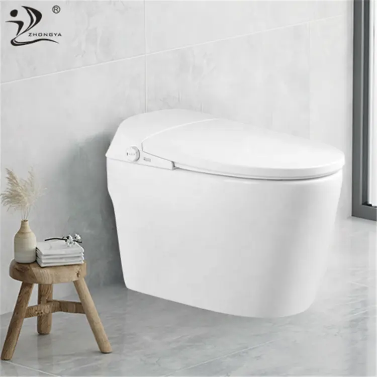 ZHONGYA Oem E525 fashion sanitary wares auto sensor intelligent toilet s- trap ceramic smart toilets with water tank