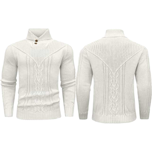 Pull en maille torsadée ODM pour homme 2026, style chauve-souris, couleur unie, anti-plis, anti-rétrécissement, anti-boulochage, chaud, hiver, coupe ajustée, avec logo - Product Image 1