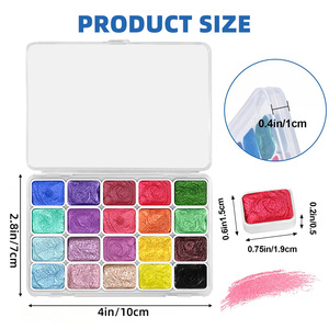 Panwenbo 20 Colors Shimmer Metallic Watercolour Paint Sets Solid <strong>Pearl</strong> Water Color Paints Mini Glitter Watercolor Paint Set - Product Image 2