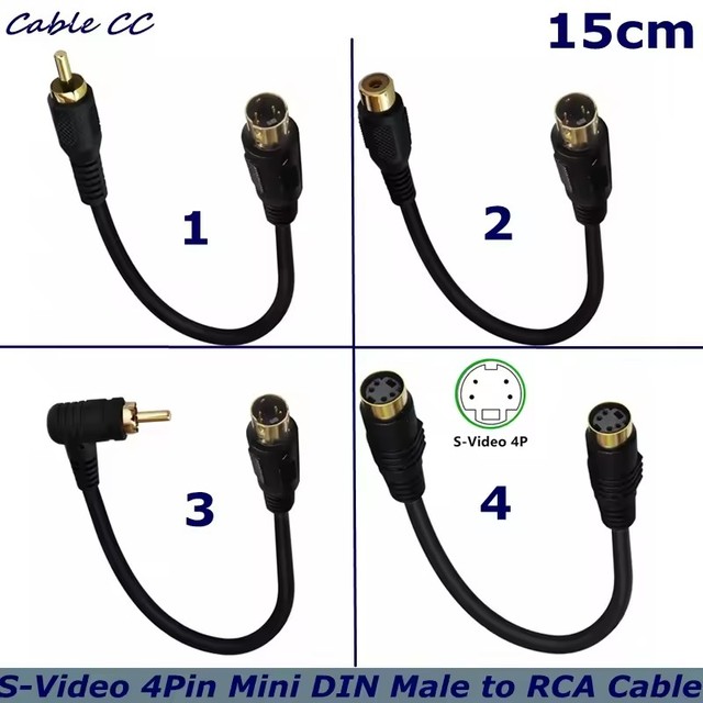 Ancable S-Video 4Pin Mini DIN Male to RCA Female Composite Adapter Cable to Connect PC Laptops with 4-Pin S-Video Jacks to TV