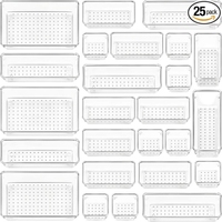 Ensemble organisateur de tiroir Rectangle en plastique transparent pour commode de salle de bain chambre réfrigérateur rangement de bureau-Gadgets de maquillage plateaux de rangement