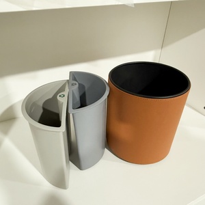 Poubelles rondes en cuir 10L 2 compartiments avec baril intérieur en <span class=keywords><strong>plastique</strong></span> Double couche hôtel poubelle personnalisée - Product Image 5