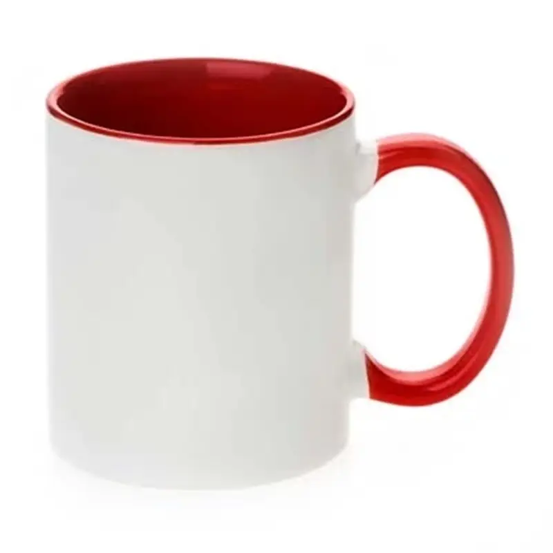 11oz branco sublimação cerâmica revestido branco e vermelho dois tons caneca artesanato e presentes