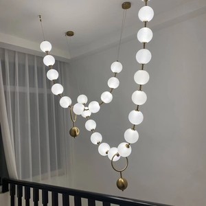 <span class=keywords><strong>Lampadario</strong></span> a sospensione in ferro con perle francesi, design nordico, a sfera rotonda, a LED, tipo a filo, per soggiorno, ristorante, bar - Product Image 4