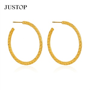 Pendientes de aro de moda, OEM/OEM, impermeables, de acero inoxidable, chapados en oro, hipoalergénicos, proveedor de joyería de moda, pendientes dorados llamativos - Product Image 4