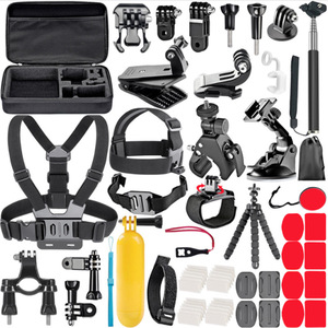 ชุดอุปกรณ์ติดตั้งกล้องแอคชั่น 58 in 1 แบบถอดเร็ว สำหรับ GoPro Dji A8 อุปกรณ์เสริมกล้องกีฬา พร้อมขาตั้งกล้อง สายรัดหน้าอก และอุปกรณ์ยึดหมวกกันน็อค - Product Image 1