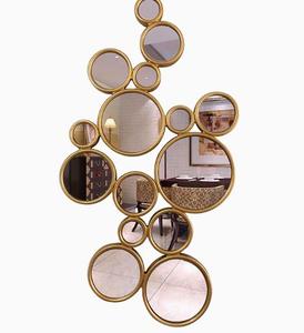 <span class=keywords><strong>Espejo</strong></span> de pared <span class=keywords><strong>dorado</strong></span> <span class=keywords><strong>redondo</strong></span> contemporáneo con estilo burbuja para decoración del hogar - Product Image 1