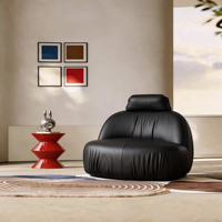 Fauteuil lounge surdimensionné de luxe moderne, rembourré en mousse haute résilience 45D, avec base en acier carbone pour salon