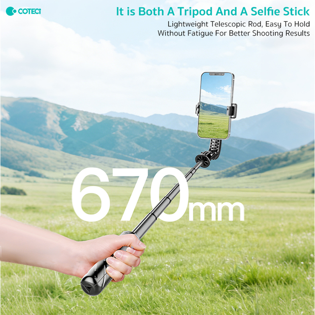 COTECi Factory Price Stable Lightweight Easy to Hold Telescopic Rod Integrated Phone Tripod Selfie Stick
