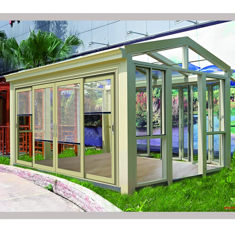 Casas de vidro para sunrooms, recipientes pré-fabricados para jardim, casa com solário, casa de vidro para vitória