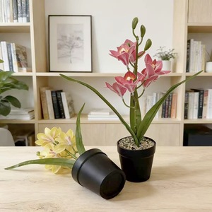 Bonsái artificial de Cymbidium Paulon de 38 cm de altura, planta en maceta, decoración para el hogar, sala de estar, adorno interior, flores de plástico - Product Image 3