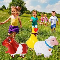 Lot de ballons brillants en forme d'animaux de la ferme, colorés et mignons, design dessin animé, décoration gonflable, poulet, canard, cochon, mouton