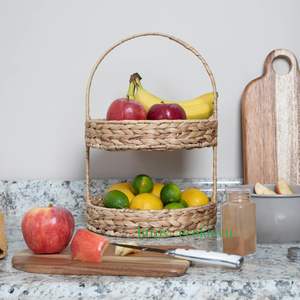 Juego de Bandejas Plegables de Dos Niveles Ecológicas Ecoka Vietnam, Gran Venta, Asa Marrón Desgastada, Forma Ovalada Moderna, Color Natural, Almacenamiento - Product Image 5