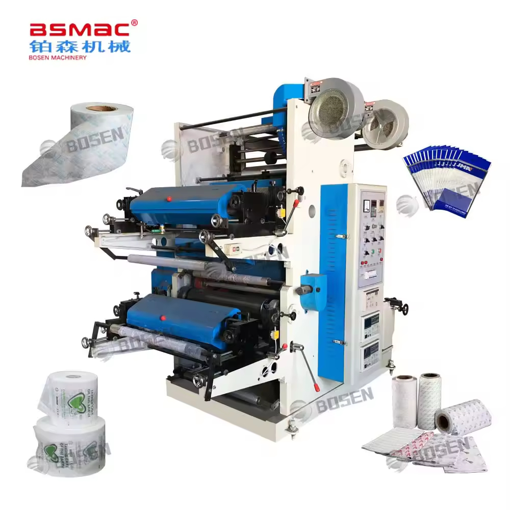 Two Colors Plastic Film Logo Printing Flexographic Printing Machine for Nonwoven Fabric Paper PP Bopp Film