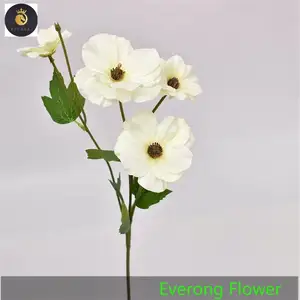 4 tenedores Faux Malus Spectabilis flores blanco artificial Begonia flor seda Begonia Floral