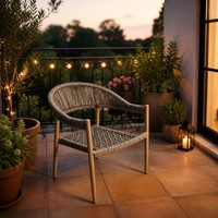 Chaises de salle à manger d'extérieur modernes empilables en aluminium avec cordes, confortables, imperméables et légères pour hôtel et patio