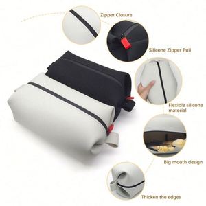 Travel Bag-<b>Silicone</b> <b>Waterproof</b> Water Resistant Durable Fashion Solid Color Large Capacity Zipper Closure Portable Outdoor Makeup - Product Image 4
