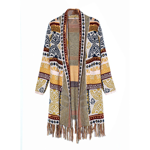 CaiNan aztec manica lunga spessa frangia lunga maglione colorato donna cardigan maglione cardigan occidentale lavorato a <span class=keywords><strong>maglia</strong></span> retrò - Product Image 5