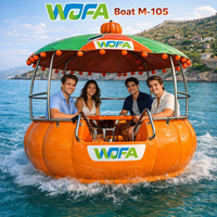 Bateau tamponneur électrique à pédales en forme de citrouille pour parc aquatique, 6-8 personnes, avec barbecue intégré, personnalisable, en matériau PPR, modèle M-105