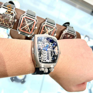 Montre-Bracelet Moteur de Voiture de Luxe Tendance, Ovale en Acier Inoxydable, Bracelet en Silicone et Caoutchouc 22mm, Mouvement NH05 pour Homme - Product Image 4