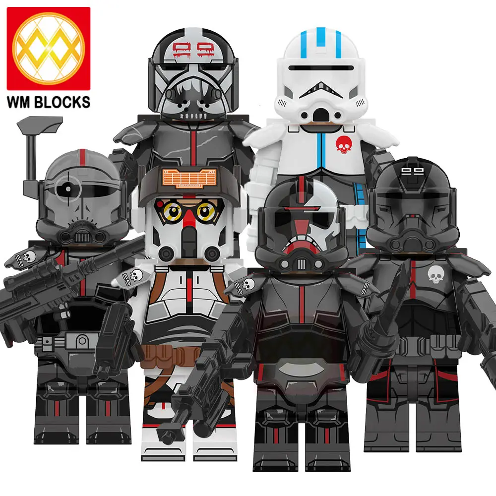 KT1047 New The Bad Batch Star Clone Force 99 Team Wars Wrecker Crosshair Hunter Tech Echo Mini Figures Building Blocks Kids Toys