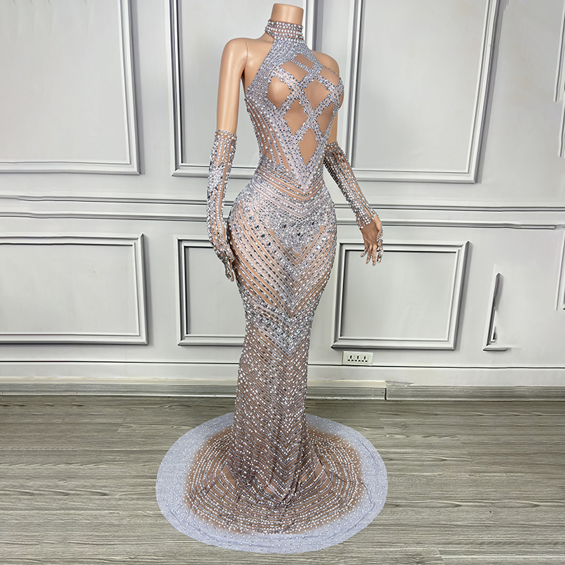 Wholesale party dresses women evening elegance plus ize dress prom women lady elegant crystal dress women rhinestone,1 Piece