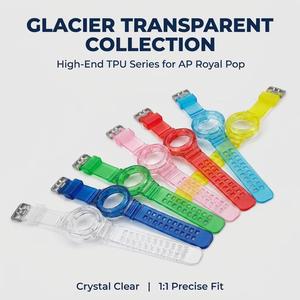 <span class=keywords><strong>Bracelet</strong></span> de montre de remplacement en TPU pour <span class=keywords><strong>Swatch</strong></span> AP Royal Pop Series Glacier Transparent 3H Side Crown Sport Band - Product Image 1