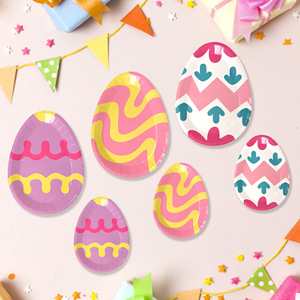 Assiette jetable <span class=keywords><strong>en</strong></span> <span class=keywords><strong>carton</strong></span> blanc <span class=keywords><strong>en</strong></span> forme de lapin de Pâques, plateau ovale pour la décoration de la fête de Pâques - Product Image 2