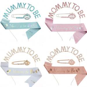 Mommy <strong>Mum</strong> <strong>to</strong> <strong>Be</strong> Baby Sash Footprint Blue Boy Girl Baby Shower Decoration Sash Newborn Party Decoration Pregnant Mom Favor Gift - Product Image 2