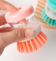 Brosse à vaisselle avec distributeur de savon, brosse de nettoyage de cuisine à pression pour casseroles, poêles et éviers, réservoir rechargeable