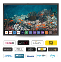 TV Cermin Pintar 55 Inci 4K Tahan Air dengan Kontrol Suara webOS Bingkai Hitam untuk Kamar Mandi Hotel