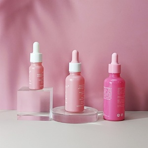 1oz 2oz 4oz 15 30 60 Transparent Matte pink Cosmetics <b>Empty</b> Essential Oil Face Serum Glass Dropper <b>Bottles</b> With Dropper Lid - Product Image 6