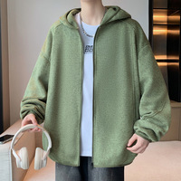 Veste à capuche zippée pour homme, manches longues, coupe ample, motif uni, style coréen, nouvelle collection automne 2025, tendance jeune
