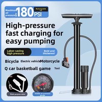 Pompe à vélo de haute qualité en acier inoxydable, longueur 600 mm, plusieurs buses, économie de travail, haute pression, jauge 160 PSI