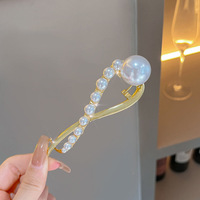 Épingles à Cheveux en Gros Tendance, Pince Torsadée en Alliage avec Perles, Barrettes Douces pour Queue de Cheval, Pinces à Cheveux pour Femme