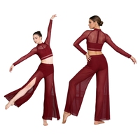 Costume de danse pour femmes, tenue de danse lyrique hip hop, haut court et pantalon long, vêtements de danse pour spectacles de danse moderne, cours