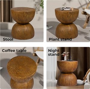 Sidekick elegante para cualquier sofá, cama o esquina poco usada Textura natural, y mesa auxiliar de tambor de madera de estilo elegante - Product Image 5
